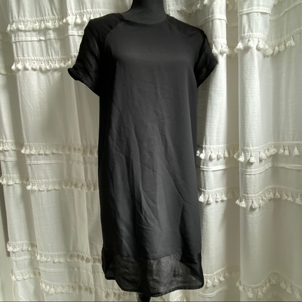 Zara black shift dress with sheer details